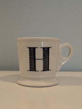 Anthropologie Ceramic Monogram Letter H Coffee Mug